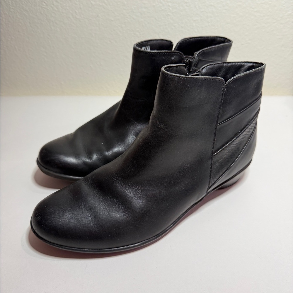 Women's Black Leather Ankle Boots